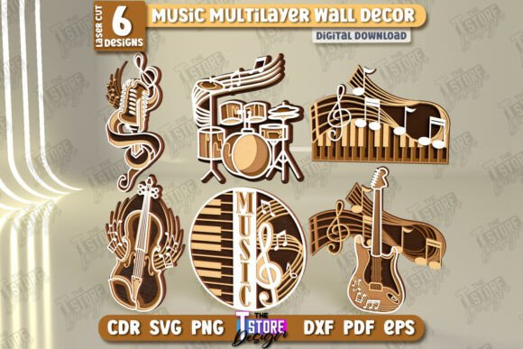 Download Music Multilayer Wall Décor Bundle | CNC - Premium Resources