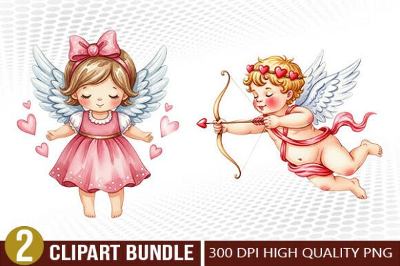 Download Cute Cupid Valentine Illustration Set - Valentine illustration set Collection