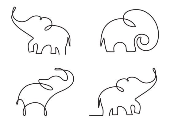Download Elephant Single Line Art Set - Single Collection